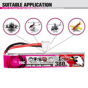 CODDAR batteria LiPo 1S 380MAH <span class=keywords><strong>3</strong></span>.8V 70C PH2.0 con Drone FPV cablato ad alta tensione HV LiHV polimeri di litio - Product Image 2