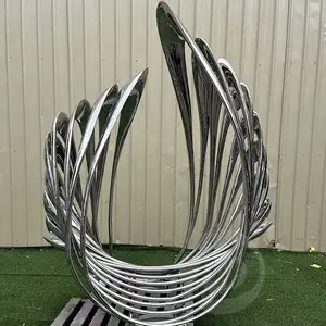 Alta Qualidade Personalizado Modern Outdoor Indoor Metal Decorações Art Decor Abstrato Pétala Aço Inoxidável Escultura