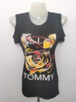 T-shirt décontracté d'été pour femme à épaules dénudées, col rond, imprimé strass, avec pierres de cristal – Vente en gros directe usine à prix bas