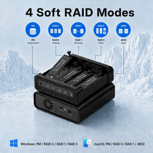 Box esterno in alluminio M2 a 4 alloggiamenti USB4 per SSD NVMe, custodia RAID M.2 NVMe a 4 alloggiamenti da 40 Gbps con ventola di raffreddamento - Product Image 4