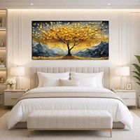 Peinture à l'huile sur toile texturée Impasto, faite à la main, représentant un arbre, avec cadre, pour la décoration intérieure.