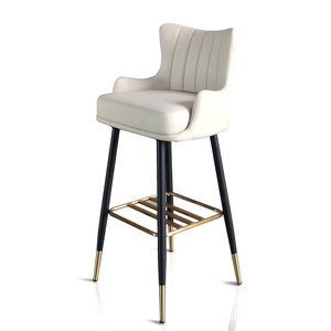 Tabouret de <span class=keywords><strong>bar</strong></span> de luxe en cuir PU avec pieds en métal noir doré, pour café, maison, cuisine, bureau, restaurant - Product Image 4