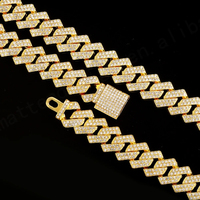 Collier Croix + Montre + Bracelet Homme Hip Hop, Chaîne Cubaine à Griffe de 16 MM, Ensemble de Colliers Cubains Style Rappeur, Bijoux à Aiguille en Verre de Quartz, Cadeau