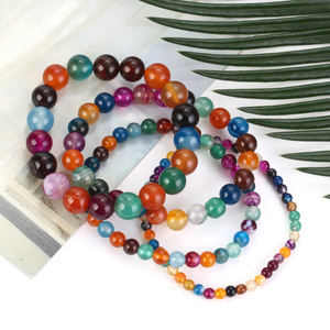 TeoWaki Gelang Elastis Manik-manik Batu Permata Alami Bulat Halus Pilihan Warna Beragam Perhiasan Fashion Dapat Ditumpuk Hadiah Liburan 19Cm - Product Image 5