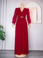 Nouvelle Robe Longue Plissée Décontractée Grande Taille en Chiffon à Col en V et Taille Cintrée de Haute Qualité 2026