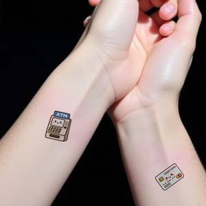 Tatouages temporaires colorés autocollant <span class=keywords><strong>carte</strong></span> bancaire et ATM Machine dessin animé mignon <span class=keywords><strong>tatouage</strong></span> étanche pour visage bras jambe - Product Image 3
