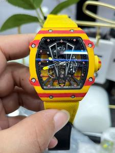 Reloj Mecánico de Lujo para Hombre, Diseño de Barril, Marca de Alta Gama, con Tourbillon Naranja, en Oferta - Product Image 3