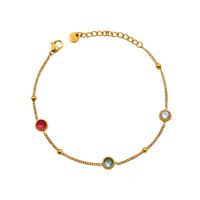Bracelet en zircon coloré, sans ternissement, bijoux minimalistes tendance pour femmes, accessoire de mode pour usage quotidien, vente en gros