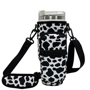 Adjustable Strap Neoprene 40oz <b>Water</b> Bottle Carrier Sleeve <b>Pouch</b> Tumbler Cup Holder Sling Bag with Phone Pocket - Product Image 4