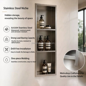 <span class=keywords><strong>Niche</strong></span> de <span class=keywords><strong>douche</strong></span> personnalisée en acier inoxydable 304, noire, encastrée, étagère murale pour salle de bain - Product Image 2