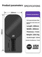Raquettes de pickleball rectangulaires personnalisées en fibre de verre approuvées par l'USA, épaisseur 11 mm, ensemble de raquettes pour parents-enfants, paire pour couples, raquettes avancées sans trous