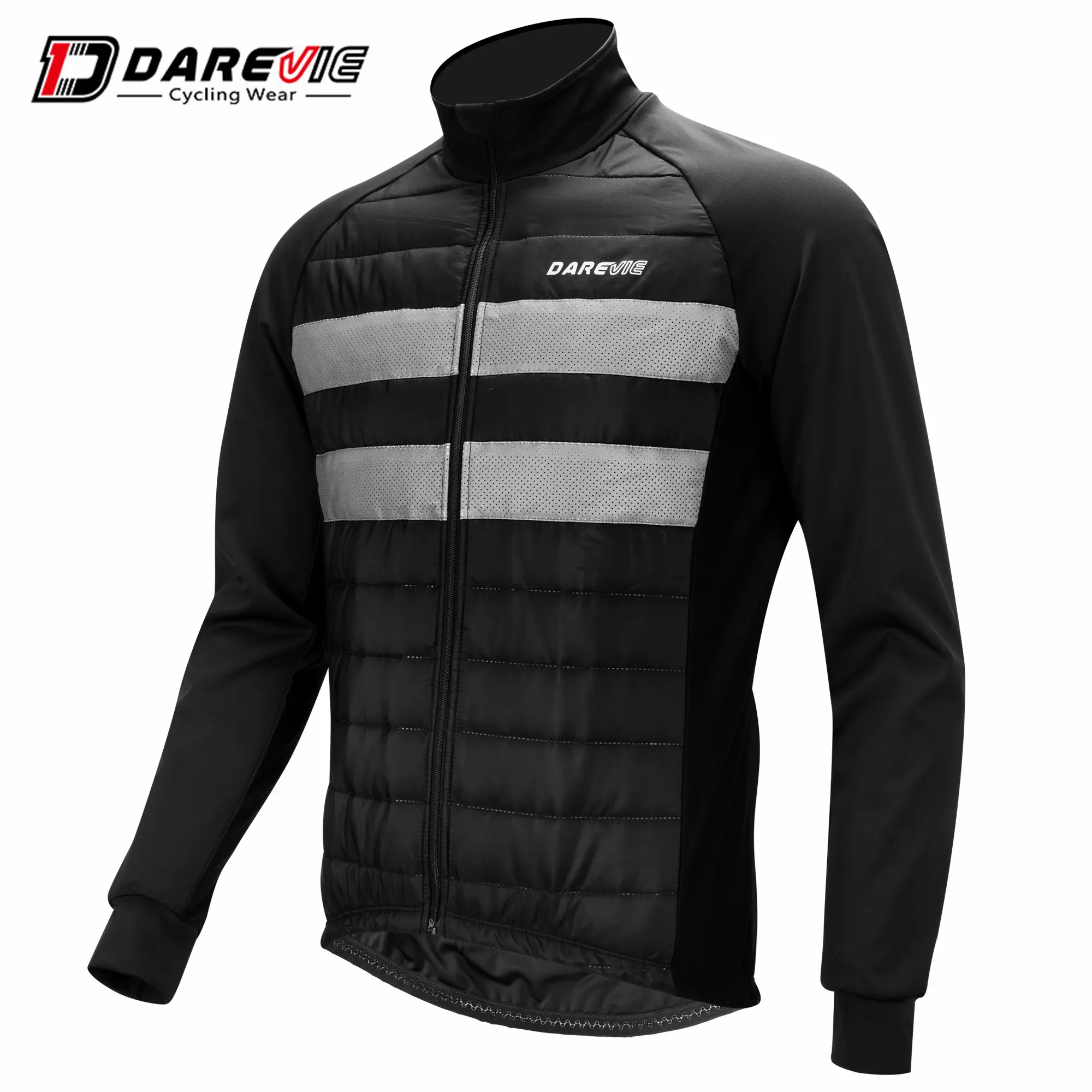 Darevie designed customized long sleeves down draft sports men winter reflective cycling jacket