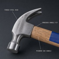 Marteau à griffes de menuiserie professionnel OEM sur mesure, en acier forgé robuste, avec manche en bois, 8 oz, vente en gros