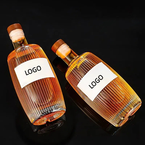 Botellas <span class=keywords><strong>de</strong></span> Vino Vacías <span class=keywords><strong>de</strong></span> 500 ml con Logotipo Personalizado OEM, Redondas, Transparentes, con Rayas Verticales, <span class=keywords><strong>de</strong></span> Vidrio, para Whisky, Vodka, Ginebra, Licor, con Corcho - Product Image 4