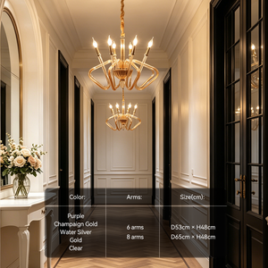 Lampadario Moderno a LED in Cristallo per Sala da Pranzo, Viola, Oro Champagne, Argento, Vetro Trasparente, Vetro Colorato - Product Image 5