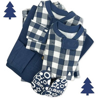 Ensemble de vêtements de nuit imprimés en coton personnalisés pour Noël, pour parents et enfants, tenues de famille assorties de style européen/américain, tenues de fête pour l'automne