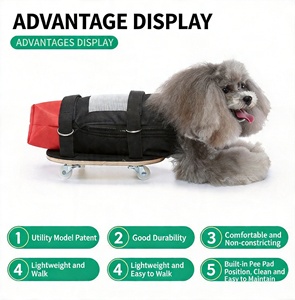 Planche à roulettes réglable pour animaux de compagnie avec <span class=keywords><strong>sac</strong></span> de transport protecteur pour chiens et chats paralysés, roues universelles silencieuses, aide à la mobilité - Product Image 2