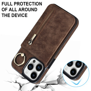 Nouvelle Étui Portefeuille Zippé Créatif avec Anneau Support pour Téléphone <span class=keywords><strong>iPhone</strong></span> 16 15 14 13 12 Pro Max en Cuir PU avec Porte-Cartes - Product Image 4