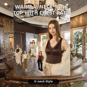 Autumn Winter Women's Casual Breathable V-neck One Piece Tank <b>Top</b> with Traceless Strap Wearless Bra Nylon Lace <b>Thermal</b> Clothing - Product Image 2