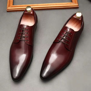 Zapatos Oxford Formales de Negocios para Hombre, con Cordones, Punta en Pico, Cuero Genuino, Impermeables, Transpirables, con Soporte de Arco, para Uso Diario - Product Image 1