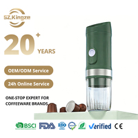 Machine à café portable Kingze 25 bars 3-en-1 à capsules, OEM ODM, logo personnalisé, machine à expresso rechargeable pour voyage