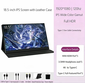 Monitor Portatile IPS <span class=keywords><strong>da</strong></span> 18,5 Pollici 120Hz con Custodia in Pelle, <span class=keywords><strong>Secondo</strong></span> Schermo Esterno con Cavo Type-C per Laptop, Telefono, Switch, PS5 - Product Image 2
