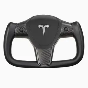 Lederen Racing Stuurwiel Voor Tesla Model 3/Y/S/X Matte/Gloss Carbon Fiber stuurwiel