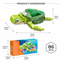 Set de Bloques de Construcción de Tortuga Marina Personalizado de 86 Piezas, Modelo 3D DIY, Juguete de Construcción con Carcasa Translúcida y Ladrillos STEM, Marca Privada