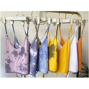 Vrouwen Ademend Naakt Tie Dye Sport Tops Maat Logo Outfits Print Backless Trekkoord Bandage Singlets