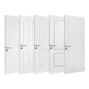 Puertas moldeadas hdf para el hogar, panel interior de madera, imprimación blanca, núcleo hueco, precio barato