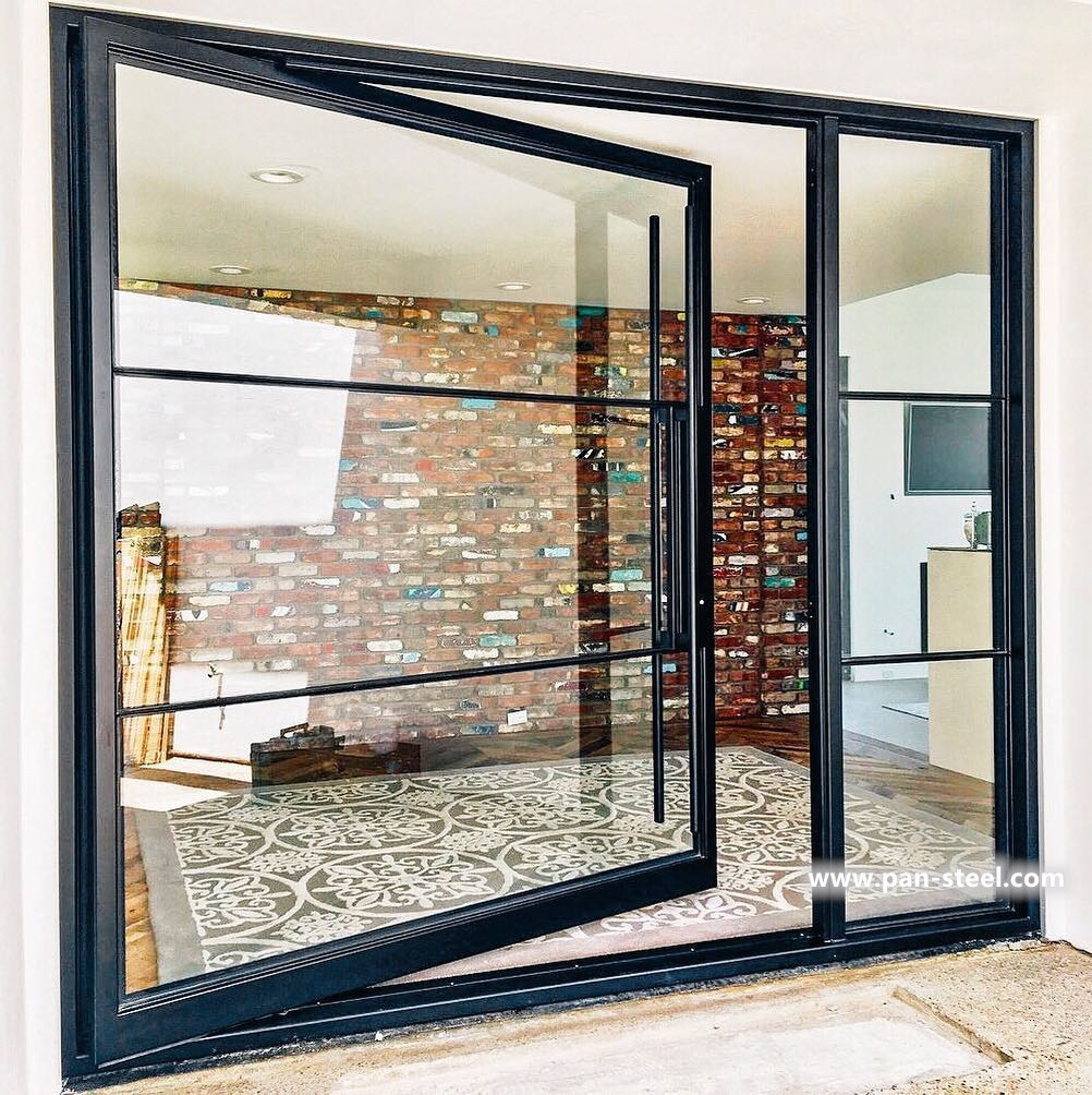 Ventanas y puertas modernas de acero al carbono para el interior de la casa, puerta y ventana de acero, pivote