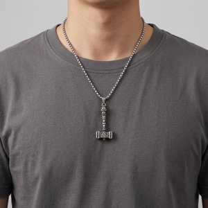 Collar Vikingo <span class=keywords><strong>para</strong></span> Hombre Martillo de Thor Colgante Mjolnir Acero Titanio Runa Nórdica Valknut Cabeza de Lobo Joyas Amuleto - Product Image 2