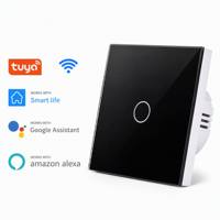 Interrupteur mural tactile intelligent WiFi simple norme UE 10A 240V compatible avec l'application Tuya Smart Life, contrôle à distance et vocal