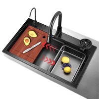 Vente chaude Moderne 304 En Acier Inoxydable Simple Bol Évier De Cuisine Undermounted Grand Design Multifonction Sans Robinet