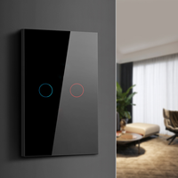 110V Wi-Fi Smart 2-Gang Touchscreen ci passa Standard 433MHz RF telecomando in vetro materiale domotico Wireless telecomando