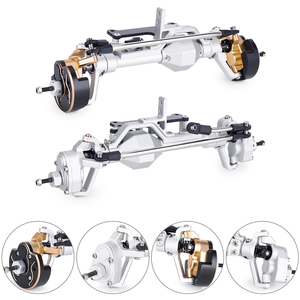 Ensemble d'essieux portiques en aluminium et laiton CNC avec direction à <span class=keywords><strong>4</strong></span> roues pour Axial Capra <span class=keywords><strong>1</strong></span>/<span class=keywords><strong>10</strong></span> RC Crawler 50 ° Support de batterie à faible centre de gravité pour système de direction - Product Image 1