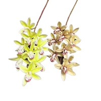 9-Head Artificielle Oriental Cymbidium Orchid Fleur Papillon Phalaenopsis Branche pour la Fête des Mères Noël