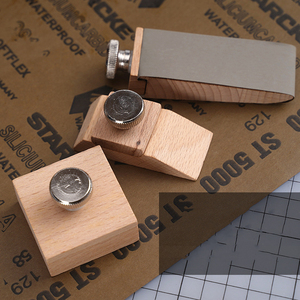 Bloc de ponçage en bois carré, coin biseauté, bloc de ponçage naturel fait à la main, outil de polissage de bord en cuir, bricolage, artisanat du cuir - Product Image 2