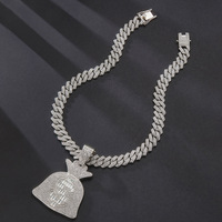 Iced Out Dollar Money Bag Collier pour hommes Pendentif portefeuille en Zircon cubique brillant avec collier ensemble Hip Hop Rock Rap Cool Jewelry