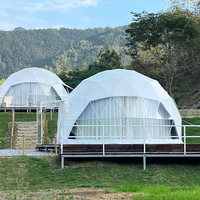 Japon Hot Spring Resort Hôtel Tente En Plein Air Famille Camp Dôme 4 Personnes Vivant Maison Préfabriquée Avec 2 Lits Simples Pour Le Glamping