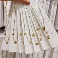 Kalung Baja Anti Karat Lapis Emas 18K Anti Luntur Tahan Air Terlaris, Kalung Liontin Campuran Daun Semanggi Bunga Matahari Beruang Teddy