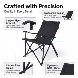 Chaise de camping en fibre de carbone Areffa - Ultralégère 2,13 kg Capacité 200 kg Design minimaliste Tissu pliable Plage Voyage AF-CF-72P- - Product Image 4
