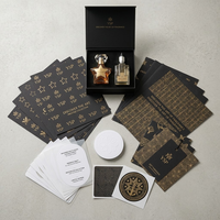 Boîte d'emballage de parfum de luxe noire à fermeture magnétique avec logo personnalisé, avec insert en papier, boîtes cadeaux rigides pour ensembles de flacons de parfum duo