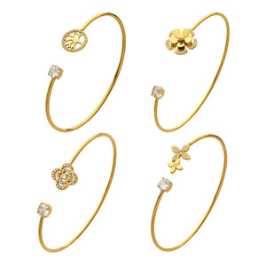 Pulsera de Zirconia Life Tree con Diseño de Mariposa para Mujer, Joyería Personalizada Abierta y Ajustable, Banda de Acero Inoxidable Chapada en Oro de 18K - Product Image 2