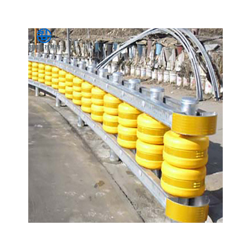 Roadway safety barrier fence EVA double roller buckets road anti crash barrier highway road traffic safe rolling crash barrier