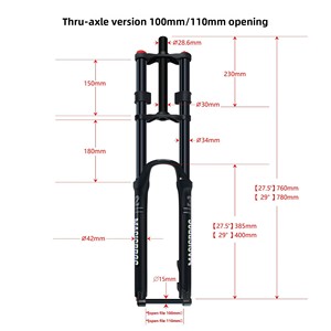 <span class=keywords><strong>Fourche</strong></span> à air en alliage pour <span class=keywords><strong>VTT</strong></span>, double suspension, 27,5 pouces, axe QR, tiges de 28,6 mm, amortissement réglable, débattement de 150 mm - Product Image 3