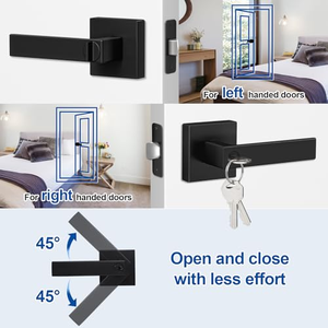 Set Maniglia e Serratura per Porta con Chiave, Nero Opaco, Resistente, per Ingresso Esterno, Camera da Letto, Bagno, Porta d'Ingresso, Ufficio - Product Image 5