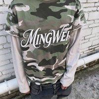 T-shirt Homme Personnalisé Camouflage Effet Deux Pièces Manches Longues Déchiré et Superposé Style Décontracté Streetwear OEMODMGarmentManufacturer