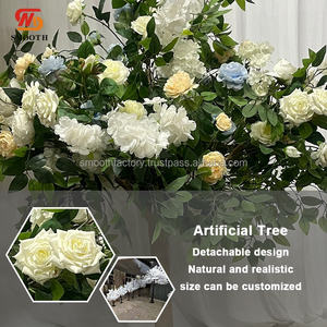 Decoración de boda personalizada LEDA para interiores, rosas blancas y amarillas, árbol de flores de glicinia, árbol artificial para bodas - Product Image 2