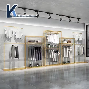 Cao cấp hai lớp quần áo cửa hàng hiển thị giá nhiều lớp Tầng-đứng trung tâm mua sắm kệ cho quần áo nam giới - Product Image 2